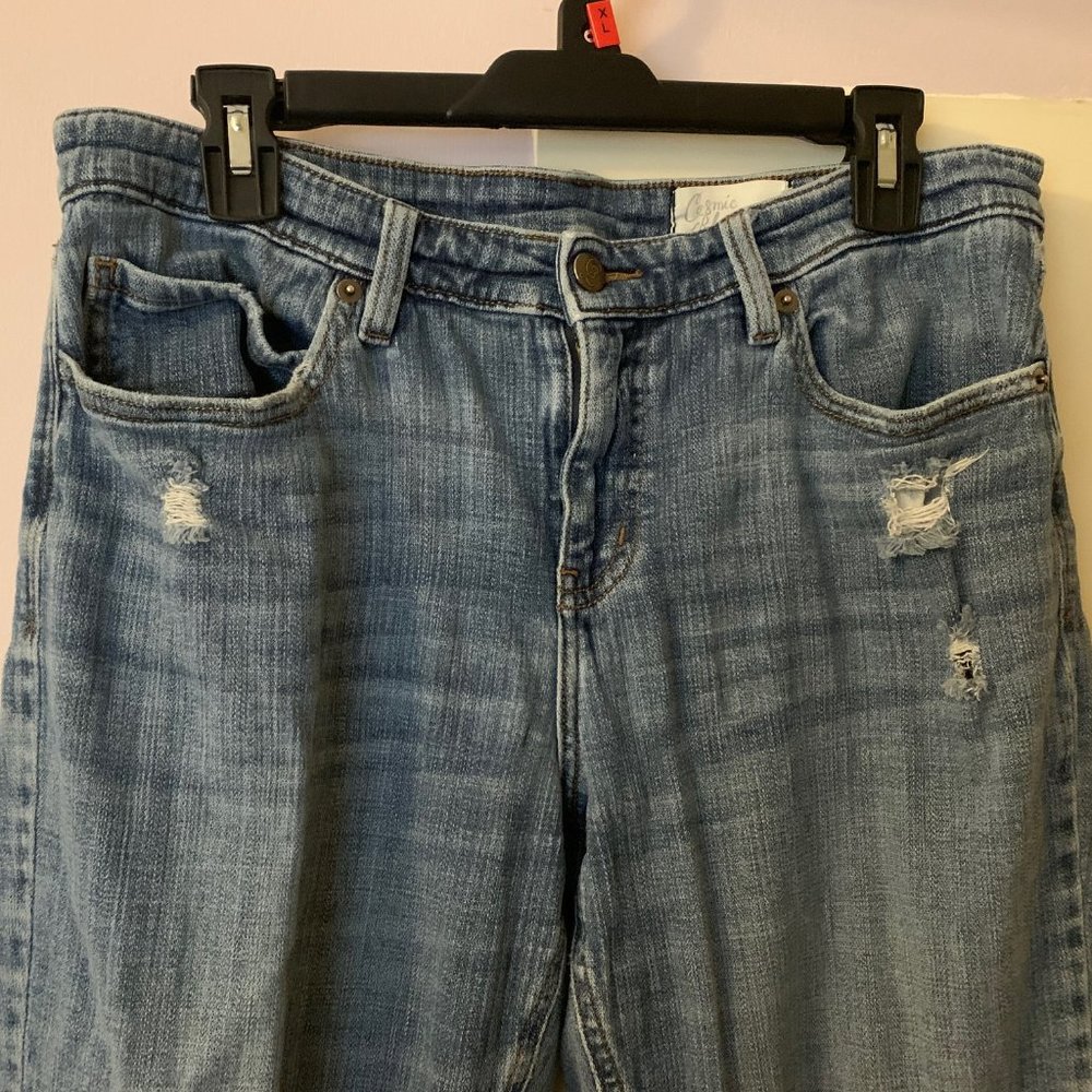 Cosmic Blue Love "Adrianne" Distressed Boyfriend Jeans, Size 31, True-to-Size